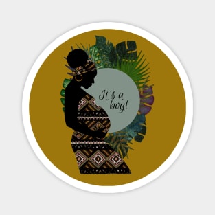 African Woman Baby Boy Announcement | Cherie's Art(c)2021 Magnet